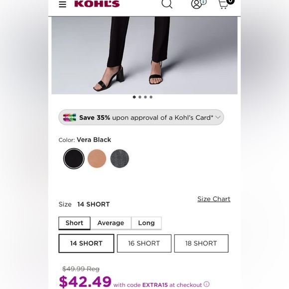 6/$20 VERA Vera Wang Black High-Rise Slim Straight Pants EUC 12P - Picture 4 of 13